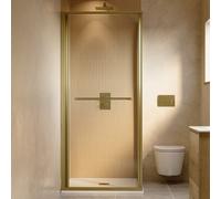 900x900mm Brushed Brass Square Sliding In-Fold Shower Enclosure 6mm Glass - Apollo