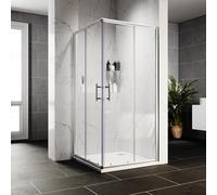 (900x900x1850mm) ELEGANT Silver Shower Enclosure Corner Entry Double Sliding Door Left And Right Installation With Shower Tray