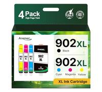 902XL Ink Cartridges for HP Printers High Yield Replacement for HP 902XL Ink Cartridges Combo Pack 902 Works for OfficeJet 6958 6962 Pro 6978 6968 6975 Printer T0A39AN 4-Pack,Black Cyan Magenta Yellow