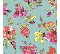 Holden Decor Wallpaper Elias - Floral Pomegranates Teal Multicoloured - 90520