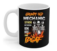 908 Coffee Mug Tea Cup Ceramic Travel Mug Novelty Christmas Gifts 330ml Mechanic - Grumpy Old Mechanic Stuck Between IDK IDC Idgaf