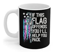 908 Coffee Mug Tea Cup Ceramic Travel Mug Novelty Christmas Gifts 330ml Trans Pride - If This Flag Offends You I'll Help You Pack Transgender Flag