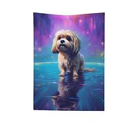 908 Cute Lhasa Apso Dog Animal Pattern Sherpa Blanket Flannel Throw Bedspread Anti Pilling Bed Blankets For All Seasons Kids Travel Bed