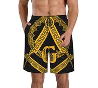 908 Men's Beach Pants Freemasonry Masonic Lodge Symbol Swimming Trunks Adjustable Waist Running Shorts Holiday Board Shorts M
