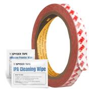 9088 Thin Double Sided Adhesive Tape - High Tack Transparent Mounting Tape for Plastic, Metal, Glass & Smooth Surfaces - Industrial Strength Clear Acrylic Adhesive 15mm x 10m with IPA & Promoter Wipes