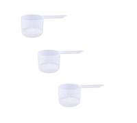 90cc Long Handle Measuring Scoop (6 Tablespoon / 3 oz / 90mL) - Heavy-Duty Plastic Spoon for Powders, Protein, Coffee, and Pet Food, 3-Pack