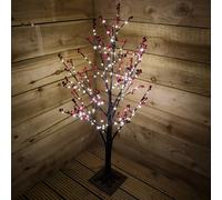 90cm 3ft Christmas Lit Black Twig Tree Red Berry 240 Warm White LED