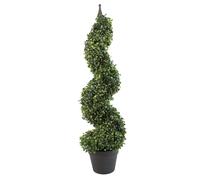 Artificial Boxwood Tower Tree Topiary Spiral Metal Top 90cm 3ft Tall Botanik Leaf Green One Size