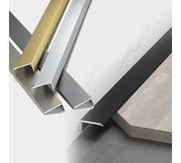 90cm Aluminum Tile Edge Trim, Self Adhesive L-Shape Floor Transition Strip, For Laminate,Flooring,Door,Doorways,wall Edging Trim(Gold,W3cm)