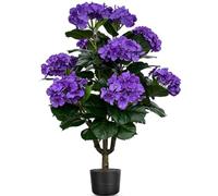 90cm Artificial Hydrangea Tree Indoor Outdoor, Faux Flower Tree in Pot with Natural Wood Trunk, Fake Trees Plant for Living Room, Hallway, Bedroom, Office, Porch and Wedding