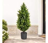 90CM Artificial Topiary Cedar Tree with Planter, Realistic Potted Faux Pine Tree for Outdoor and Indoor, Fake Cypress Evergreen Shrub for Entrance Home Spring Decoration
