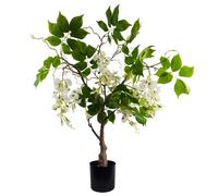 90cm Artificial White Wisteria Bush Leaf White One Size