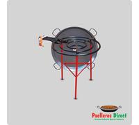 90cm Authentic Spanish Polished Steel Paella Pan & 70cm Gas Burner Kit / Set