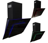 90cm Black Angled 3 Colour Edge Lit Cooker Hood Extractor Fan - AGE91BL SIA Black One Size