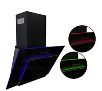 90Cm Black Cooker Hood - Angled Extractor Fan With 3 Colour Edge Lit - Sia Age91Bl