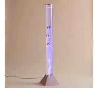 90cm Bubble Fish Lamp, Colour Changing LED Light, Sensory Tube Bubble Tower Floor & Mood Lamp, Includes Artificial Tropical Fish and Rainbow Plug-in Power, Rose-Gold Base