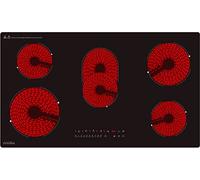 90cm Ceramic Hob, 5 Zones Hot Plate Burners Built-in Electric Cooktop with Dual Oval Zone, 8400W, Touch Control, Child Lock, 9 Power Levels(Black 5zone)