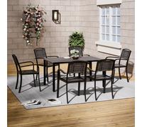 90CM Depth Grey Outdoor Dining Table with Parasol Hole