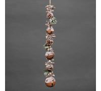 90cm Garland with Red Jingle Bells Wooden Sticks, Berries and Pinecones Christmas Home Wall Door Hanger Sleigh Bells Xmas Shatchi Brown One Size