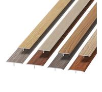 90cm L Aluminum Door Threshold Strip, 3Pcs Self Adhesive T Molding Floor Transition Strips, Laminate Flooring Flat Divider Strip for Joining Floor Gaps(Indonesian Rouge,15mm/0.6in)