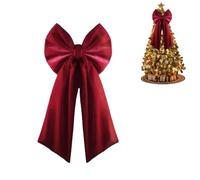90cm Large Velvet Bowknot Christmas Tree Topper Retro Wine Red Bow Ornament for Wreath Fireplace Handrail Decoration (1 PCS)