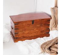 90Cm Large Wooden Chest With Black Decorative Hinges