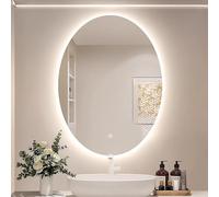 90cm LED Backlit Oval Bathroom Mirror Dimmable Anti-Fog Makeup Mirror Modern Decorative Vanity Mirror Stylish Wall-Mounted Illuminated Mirror (70x90cm)