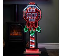 90cm Light up Santa Stop Here Sign Christmas Infinity Decoration with LEDs