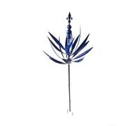 90cm Metal Wind Spinner Garden Windmill Outdoor Decor Rotating Sculpture for Yard Patio Porch Path Pool Wrought Iron Weather Resistant Easy Assembly Modern Design(Blue)