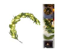90cm Norfolk Pine Christmas Garland - Realistic Rattan Feel With Soft Glue Design, Pre-Lit Faux Cedar Decor For Stairs, Fireplace, Front Door & Desktop