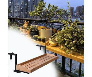 90cm Outdoor Balcony Railing Table Non Foldable Wrought Iron Deck Side Table for Planters Ideal Patio Accessory for Smals & Indoor Use
