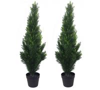 Leaf Design 90cm Pair of Artificial Cedar Cypress Topiary UV Resistant