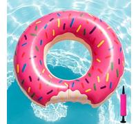 90cm Pink Doughnut Swim Ring Pool Float Inflatable Rubber Ring Donut Shape Swim Ring with an inflator Inflatable Swim Rings for Swimming Pool Party Summer Beach Swimming Tubes