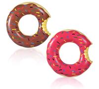90cm Pool Inflatables Donut Swimming Ring Rubber Rings for Adults Teenager,2pack Pink Brown Doughnut Pool Ring Toy Inflatable Pool Floats Swim Tubes Rings for Women Summer Party Beach Water Sport