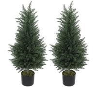 90Cm Set Of 2 Decorative Artificial Plant, Cypress Tree With Multi Leaves In Pot