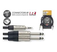 90cm Stagg 2x 6.3mm TS Mono Jack (Male) to 3.5mm TRS Stereo Jack (Male) REAN