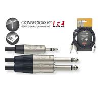 90cm Stagg 2x 6.3mm TS Mono Jack (Male) to 3.5mm TRS Stereo Jack (Male) REAN
