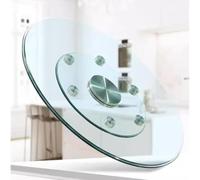 90cm Tempered Glass Lazy Susan, Silent 360° Rotating Serving Tray, Clear Round Centerpiece Platter for Dining Table, Smooth Turntable for Food Display (35.43in)