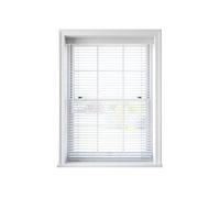 90Cm White Faux Wood Venetian Blind With Strings 160Cm Drop