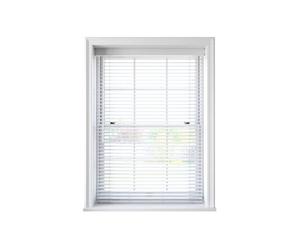 90Cm White Faux Wood Venetian Blind With Strings 160Cm Drop