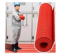 90cm Wide Electric Panel Insulation Mat Waterproof Red Rubber Safety Mat for Substation/Workshop/Factory Nonslip 4m x 6mm Electrical Safety Flooring