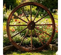 Gr8 Garden Large 90Cm Wooden Garden Wagon Wheel Rustic Wall & Fence Decoration