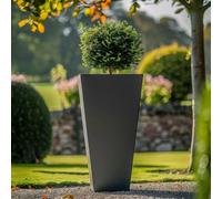 90cm Zinc Matte Grey Tall Flared Tapered Square Planter Woven Wood Grey One Size