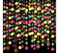 90feet Paper UV Neon Round Dot Garland Neon Streamers in The Dark Party Supplies Black Light Decorations for Wedding Birthday Glow Party Supplies and Decorations UV Reactive Neon Party Favors