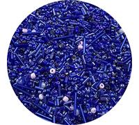 90g Mix Glass Seed Tube Bugle Spacer Beads, 3000pcs Multi Size 1.5-4.5mm Glass Beads Kit for Jewelry Making DIY Craft Bracelets Necklace Earring Making (Royal Blue Series)