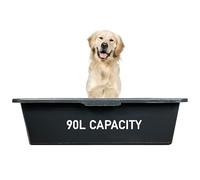 90L Dog Bath/Tub Kit - Pre-Drilled Plastic Tub with Drain Valve & Tap Connector, Quick Hose Click-Lock, Easy Clean, Portable Pet Washing Station