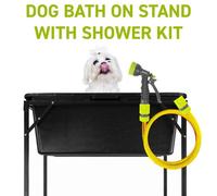 90L Dog Bath With Drain Plug On Foldable Metal Stand + 5M Multi Purpose Shower