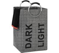 90L Extra Large Linen Double Laundry Hamper, Collapsible (Dark Grey)