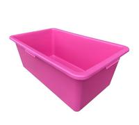 90L Heavy Duty Plastic Tub Pink Rectangular Multipurpose Utility Trough Approx 20 Gallon Dog Bath Horse Water Trough Livestock Feed Bucket Farm Stable Grooming Workshop Garden Storage Easy Clean