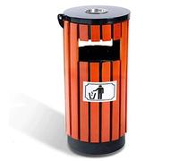 90L Large Capacity Durable Steel Trash Can with Wooden Panel - Outdoor Public Single Barrel Waste Recycle Bin for Patio, Tourist Attractions - Outdoor Recycle Bin